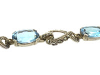 Art Deco Silver, Marcasite & Synthetic Blue Spinel Bracelet