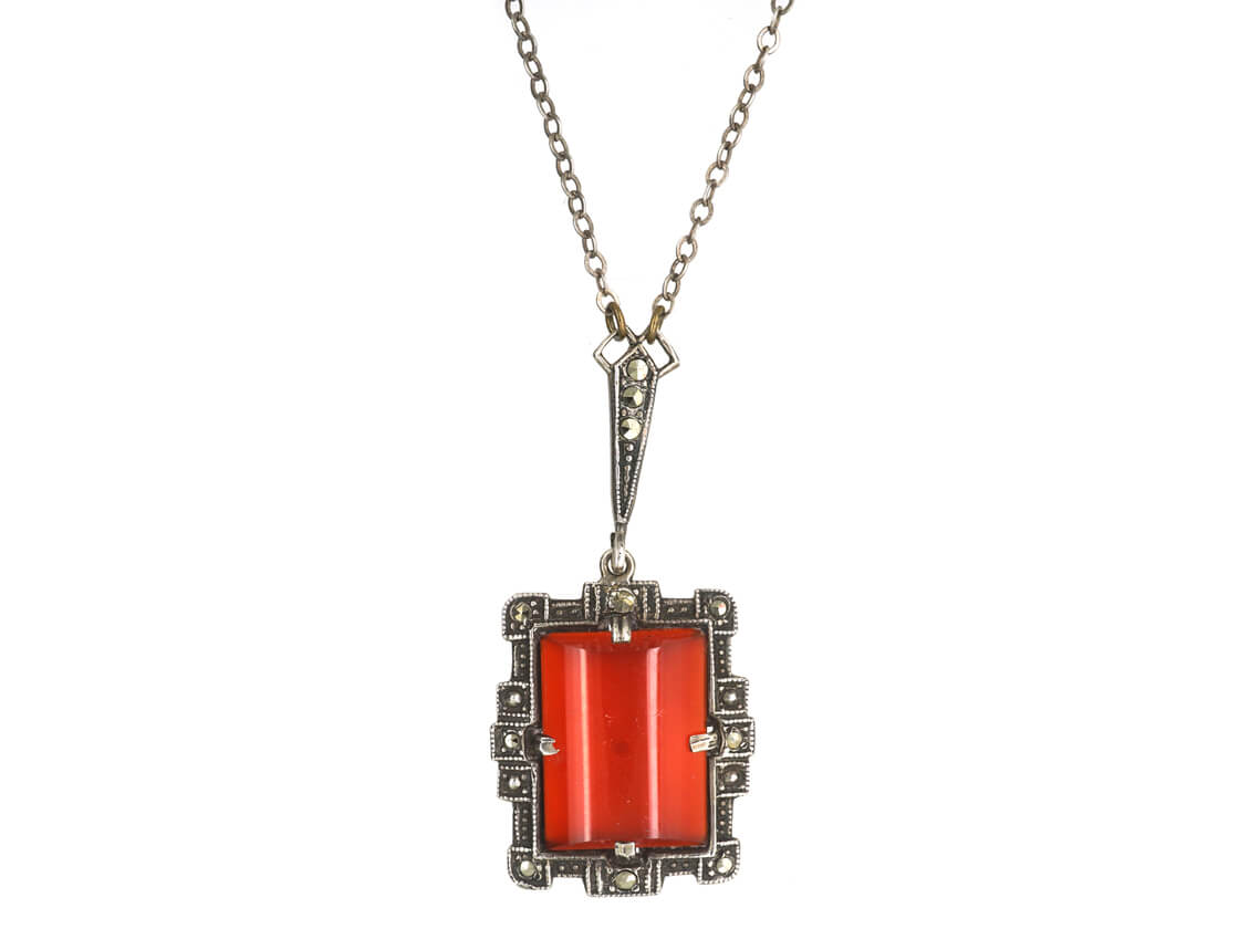 Red Carnelian Monogram Color Blossom Charm Necklace