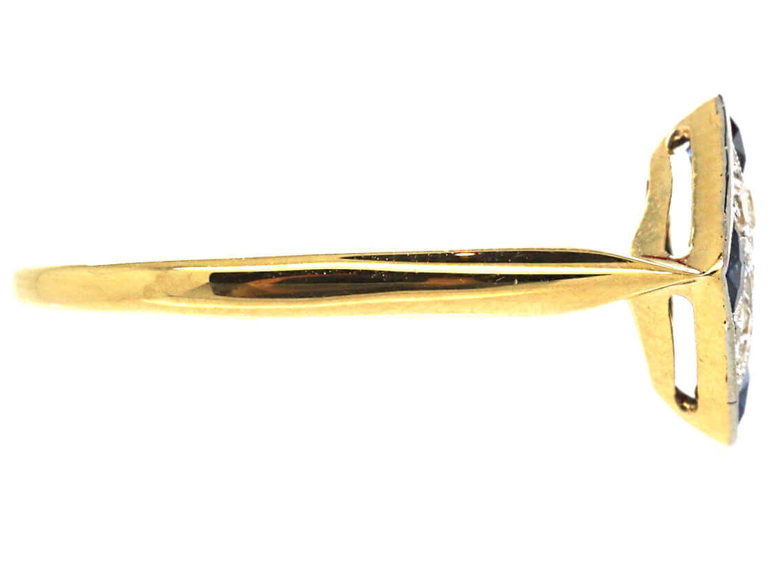 Art Deco 18ct Gold & Platinum, Sapphire & Diamond Ring (565M) | The ...