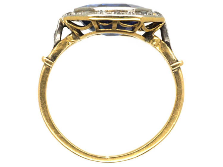 Art Deco 18ct Gold & Platinum, Sapphire & Diamond Octagonal Ring