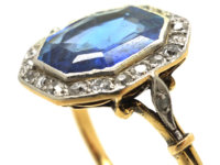 Art Deco 18ct Gold & Platinum, Sapphire & Diamond Octagonal Ring