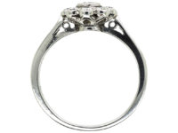 Austrian Early 20th Century 18ct White Gold Diamond Daisy Cluster Ring