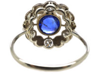 Edwardian 18ct Gold & Platinum, Sapphire, Natural Split Pearl & Diamond Cluster Ring