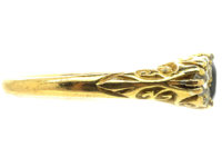 Edwardian 18ct Gold Carved Half Hoop Sapphire & Diamond Ring
