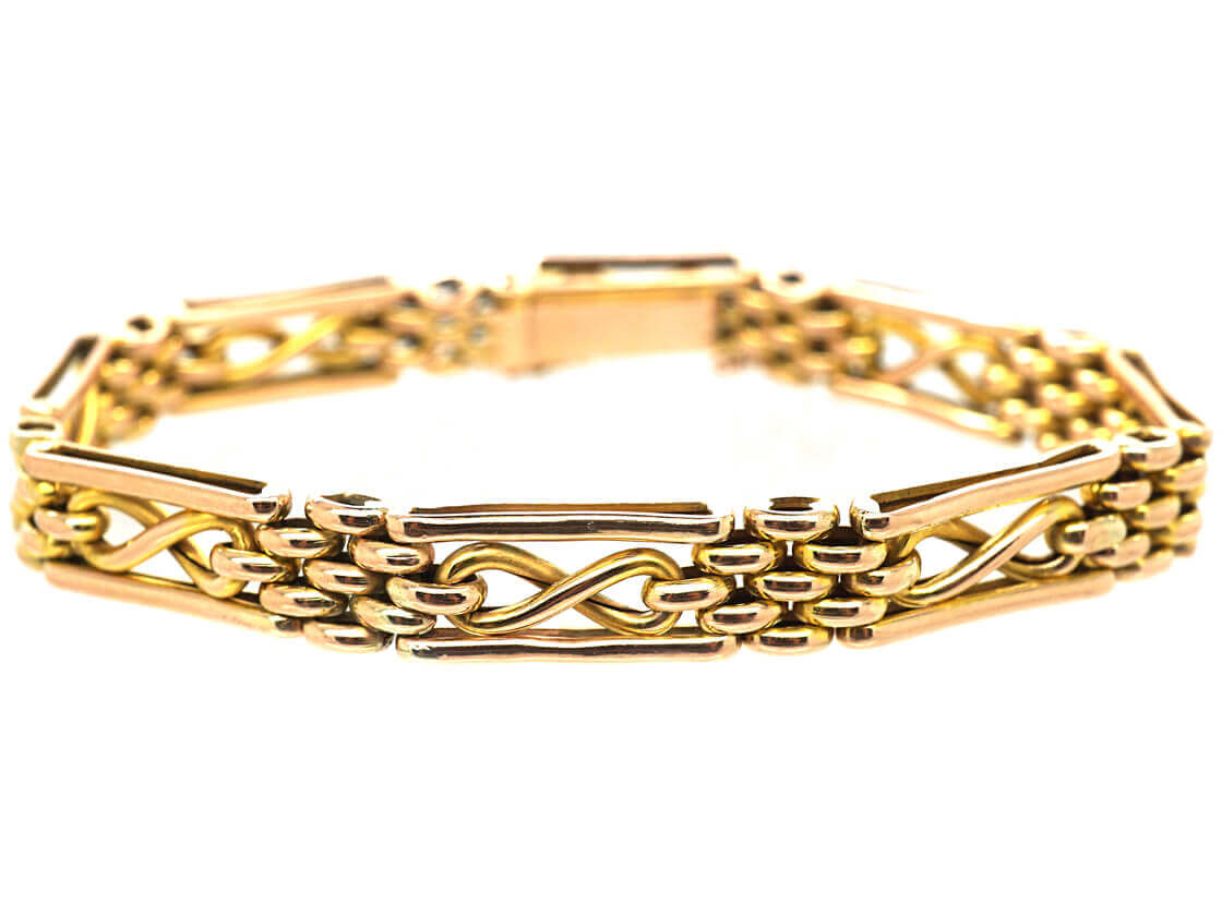 Edwardian 9ct Gold Gate Bracelet (564M) | The Antique Jewellery Company