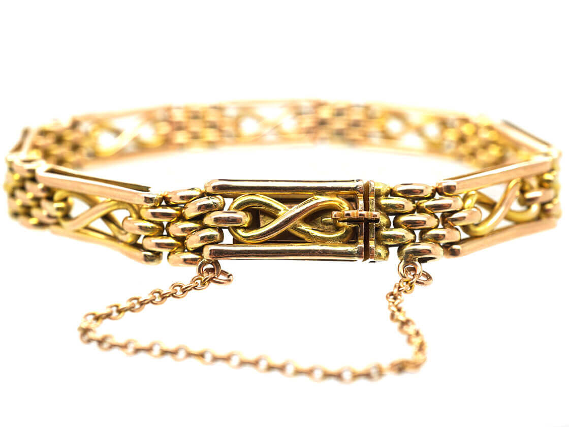 Edwardian 9ct Gold Gate Bracelet (564M) The Antique Jewellery Company