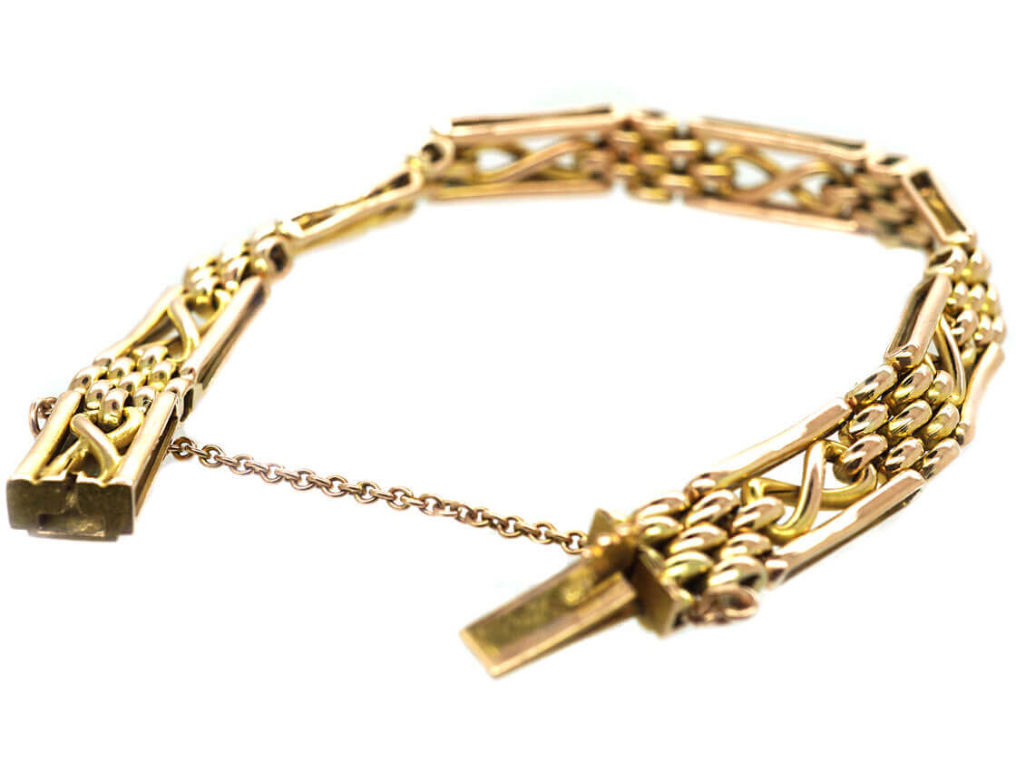 Edwardian 9ct Gold Gate Bracelet (564M) The Antique Jewellery Company
