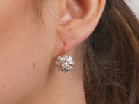 Victorian 18ct Gold Old Mine Cut Diamond Cluster Earrings