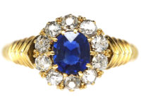 Victorian 18ct Gold Sapphire & Diamond Cluster Ring