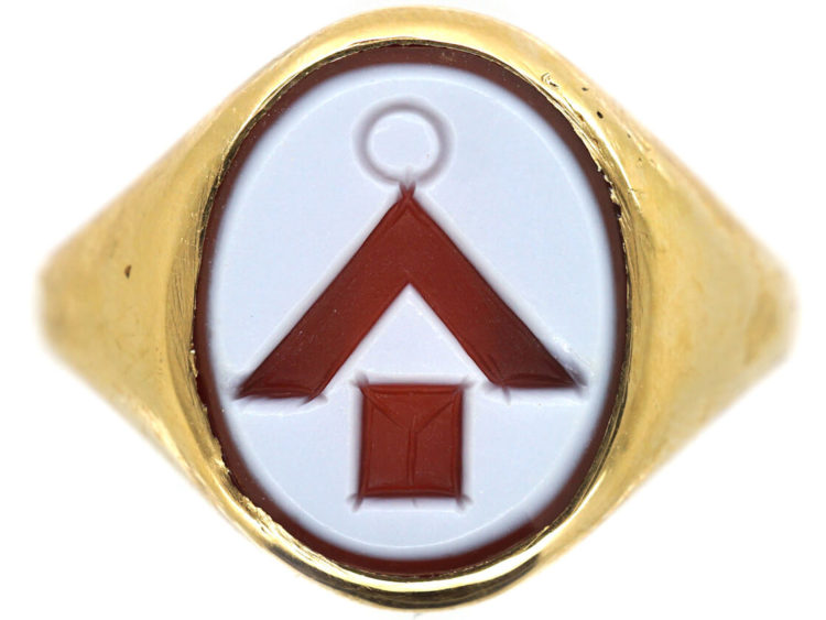 14ct Gold Signet Ring with Carnelian Masonic Intaglio