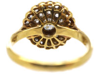 Late Edwardian 18ct Gold & Platinum, Diamond Triple Row Pave Set Cluster Ring