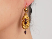 Victorian 15ct Gold & Almandine Garnet Drop Earrings