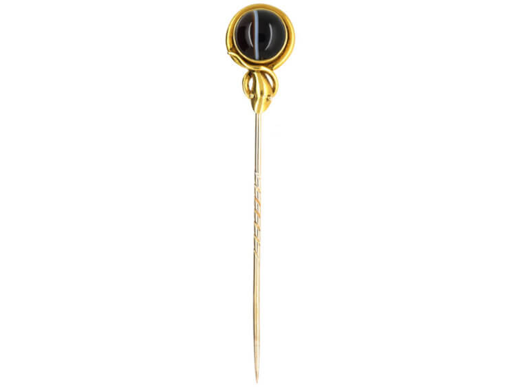 Victorian 18ct Gold and Banded Onyx Snake Tie Pin
