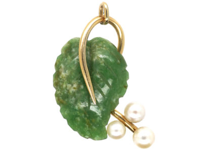 15ct Gold, Jade & Pearl Pendant