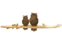 Edwardian 9ct Mother & Baby Owl Brooch