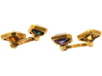 Retro 18ct Gold Multi Stone Cufflinks