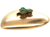 Large Edwardian 10ct Gold Heart Shaped Locket set with Three Emeralds
