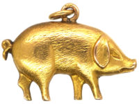 French 18ct Gold Portly Pig Pendant