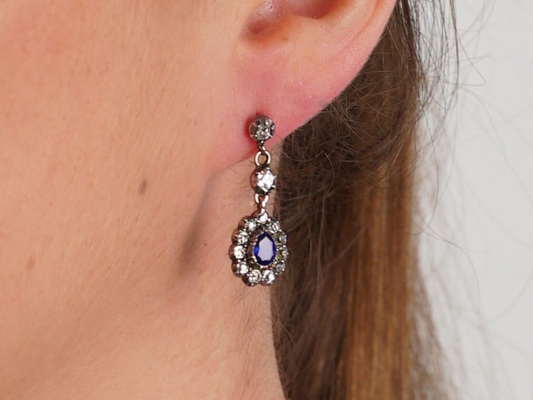 Georgian Sapphire ​& Diamond Drop Earrings