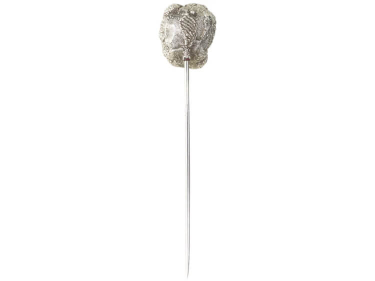 Silver & Blue Agate Geode Tie Pin