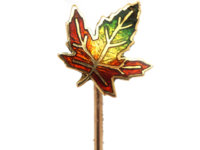 Vintage 18ct Gold, Red, Yellow & Green Maple Leaf Enamel Tie Pin