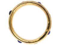 Victorian 22ct Gold Lapis Lazuli & Rose Diamond Eternity Ring