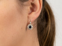Austrian Art Deco 14ct White Gold Sapphire & Diamond Earrings