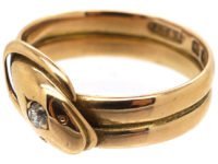 Victorian 15ct Gold Snake Ring set with a Diamond