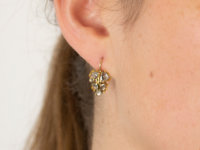 Georgian 18ct Gold Rose Diamond Vine Leaf Earrings