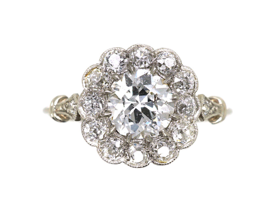 Edwardian Platinum & Diamond Cluster Ring