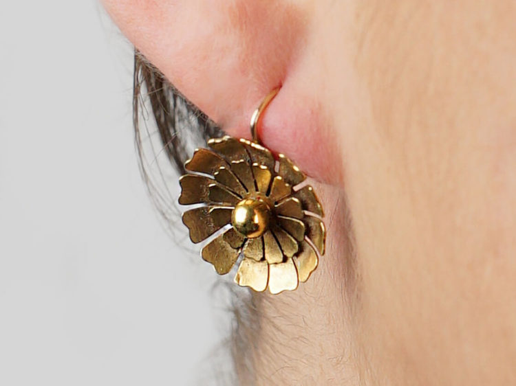 Victorian Gold Flower Earrings