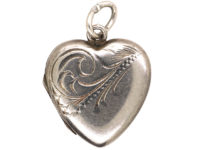Mid Century Heart Shaped Silver Locket
