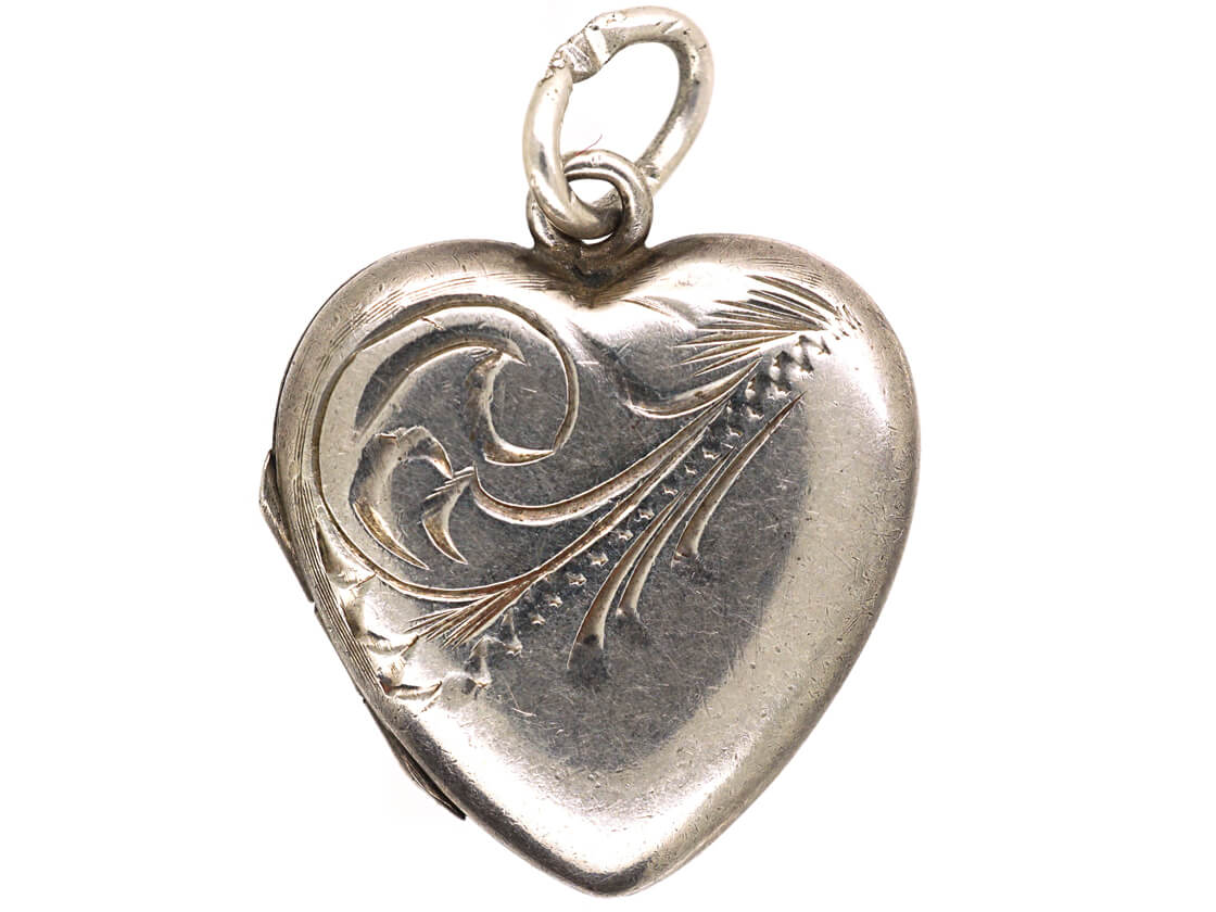 Mid Century Heart Shaped Silver Locket (699M) | The Antique Jewellery ...