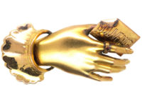 Victorian 15ct Gold Hand Brooch Holding a Souvenir
