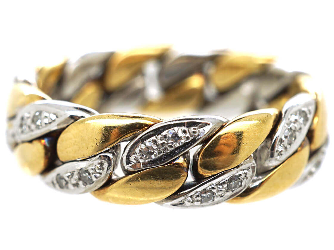 18ct White & Yellow Gold Ring set with Diamonds (684M) | The Antique