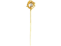 French Art Nouveau Platinum & 18ct Gold Dragon & Diamond Tie Pin