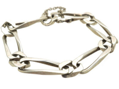French 1970s Silver Long Curb Link Bracelet