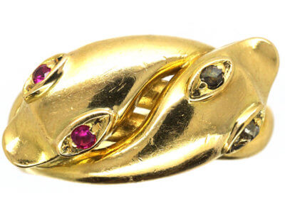 Victorian 18ct Gold Double Snake Ring