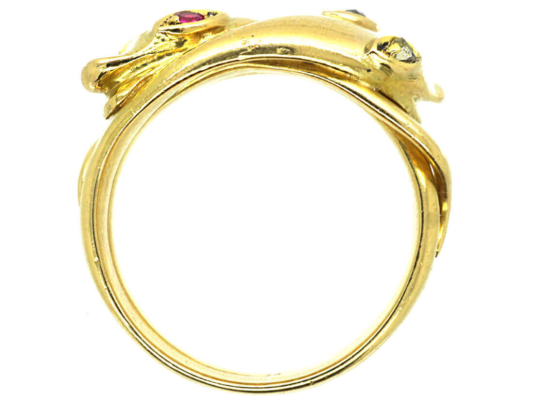Victorian 18ct Gold Double Snake Ring (608M) | The Antique Jewellery ...