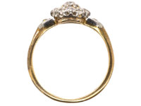 Edwardian 18ct Gold & Diamond Cluster Ring with Diamond Set Shoulders