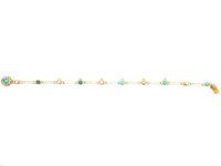 Edwardian 15ct Gold Turquoise & Natural Split Pearl Bracelet for Charms