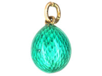 Russian 14ct Gold & Turquoise Enamel & Diamond Shamrock Egg Pendant
