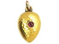 Edwardian 18ct Gold & Ruby Egg Pendant