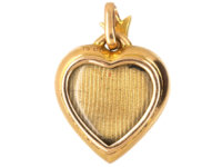 Edwardian 15ct Gold, Enamel & Natural Split Pearl Heart Pendant with Locket Back