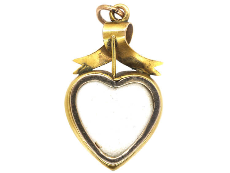 Victorian Heart Shaped Pendant with Ribbon Top