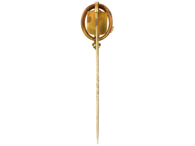 Victorian 15ct Gold, Jasper & Bloodstone Scottish Shield Tie Pin in Original Case