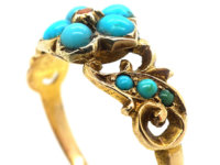 Regency 15ct Gold, Coral & Turquoise Forget me Not Ring