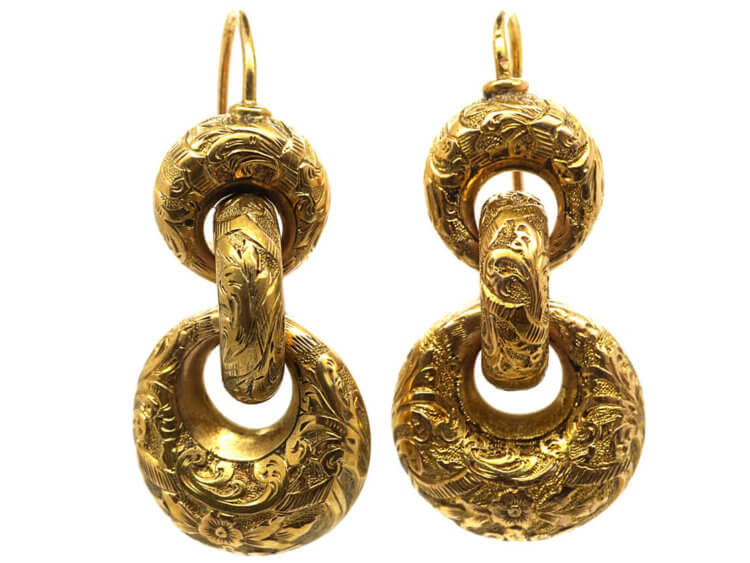 Victorian 15ct Gold Triple Hoop Earrings