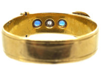 Victorian 18ct Gold Buckle Ring set with Sapphires & a Diamond