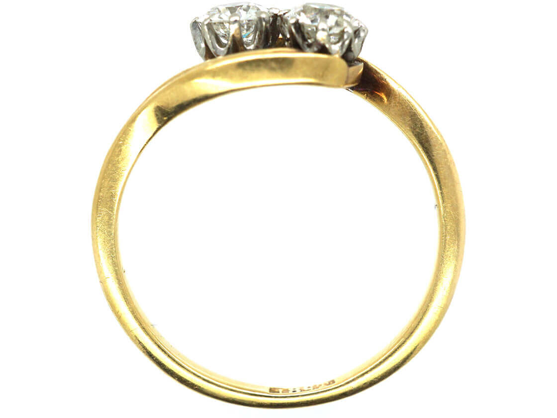 Edwardian 18ct Gold Two Stone Diamond Crossover Ring (706M) | The ...